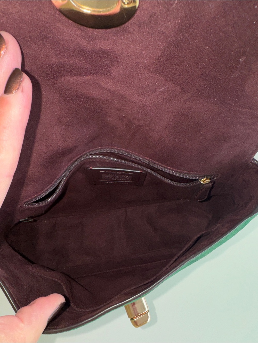 Coach Satchel Forest Green Pebbled Leather & Suede Marlie Top Handle Kelly - Picture 7 of 16
